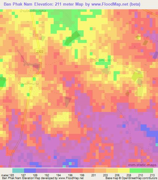 Ban Phak Nam,Thailand Elevation Map