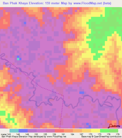 Ban Phak Khaya,Thailand Elevation Map