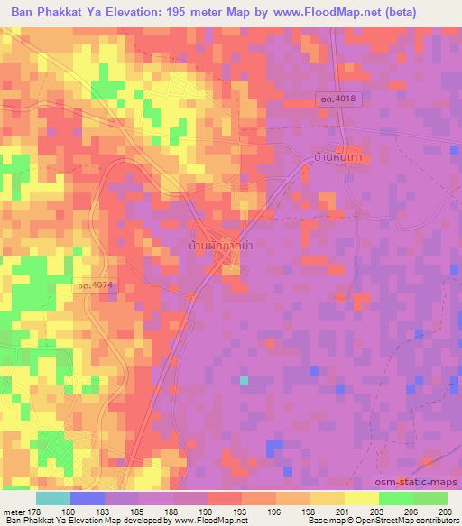 Ban Phakkat Ya,Thailand Elevation Map