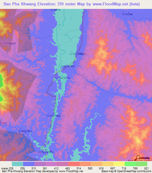 Ban Pha Khwang,Thailand Elevation Map