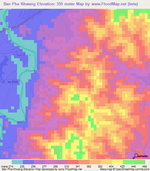 Ban Pha Khwang,Thailand Elevation Map