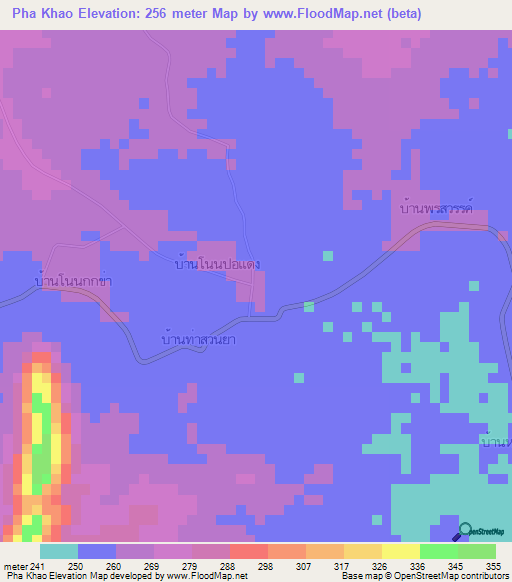 Pha Khao,Thailand Elevation Map