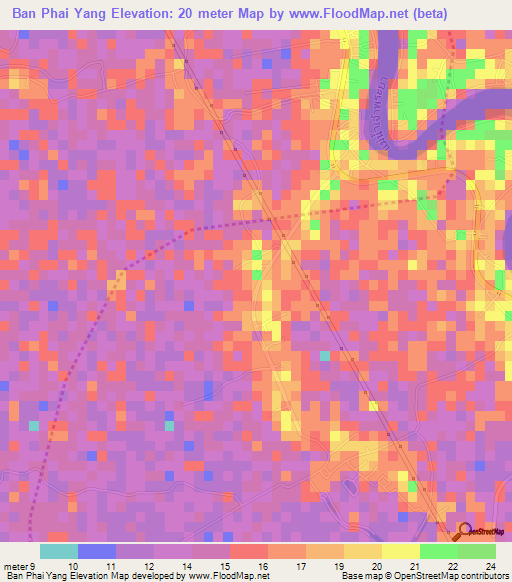 Ban Phai Yang,Thailand Elevation Map