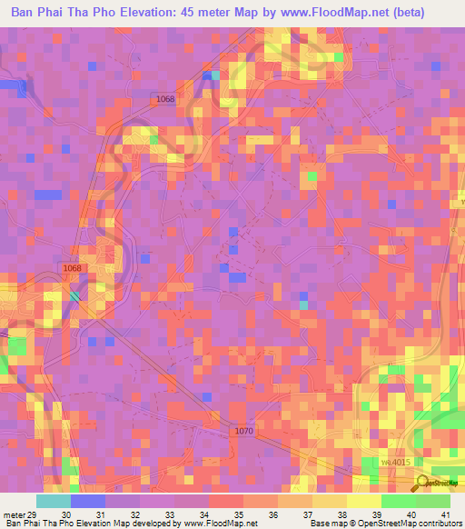 Ban Phai Tha Pho,Thailand Elevation Map