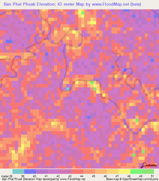 Ban Phai Phuak,Thailand Elevation Map