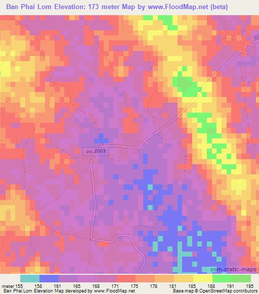 Ban Phai Lom,Thailand Elevation Map