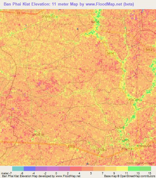 Ban Phai Klat,Thailand Elevation Map