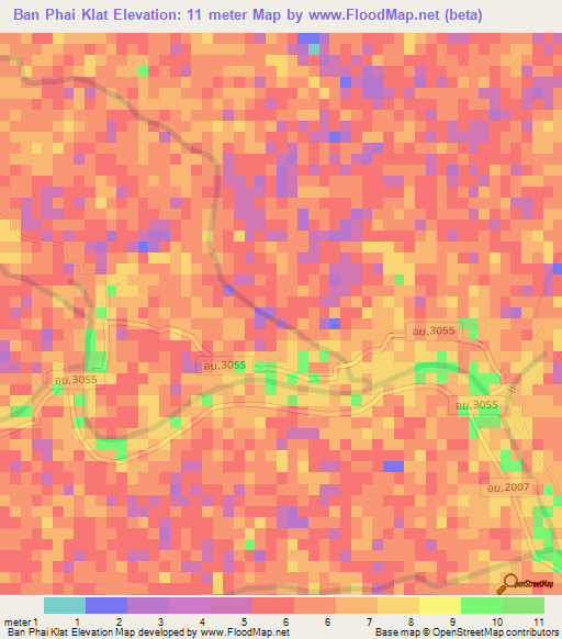Ban Phai Klat,Thailand Elevation Map