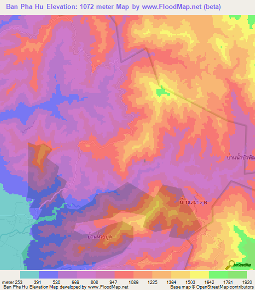 Ban Pha Hu,Thailand Elevation Map