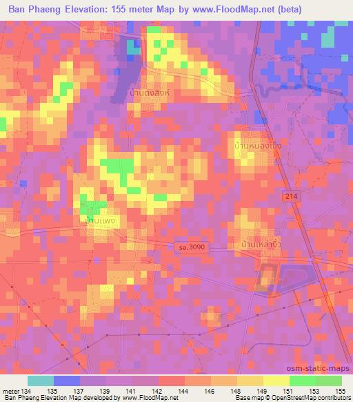 Ban Phaeng,Thailand Elevation Map