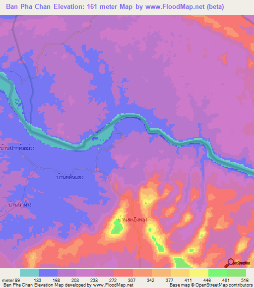 Ban Pha Chan,Thailand Elevation Map