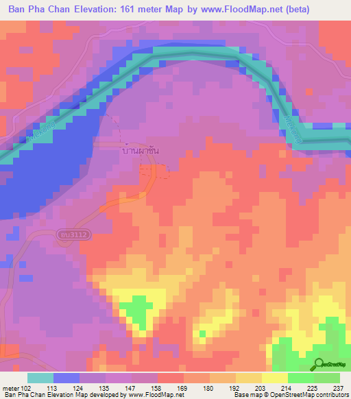 Ban Pha Chan,Thailand Elevation Map