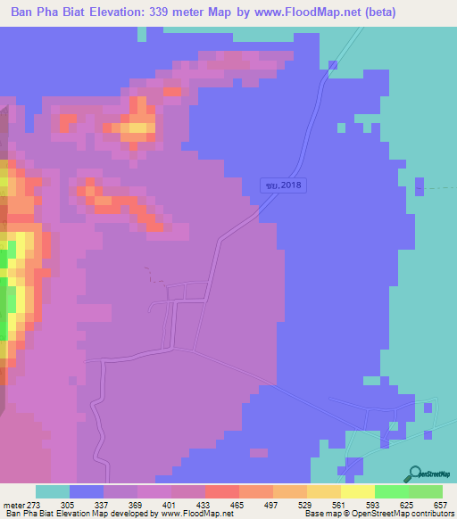 Ban Pha Biat,Thailand Elevation Map