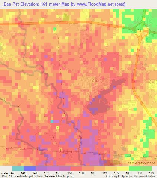 Ban Pet,Thailand Elevation Map