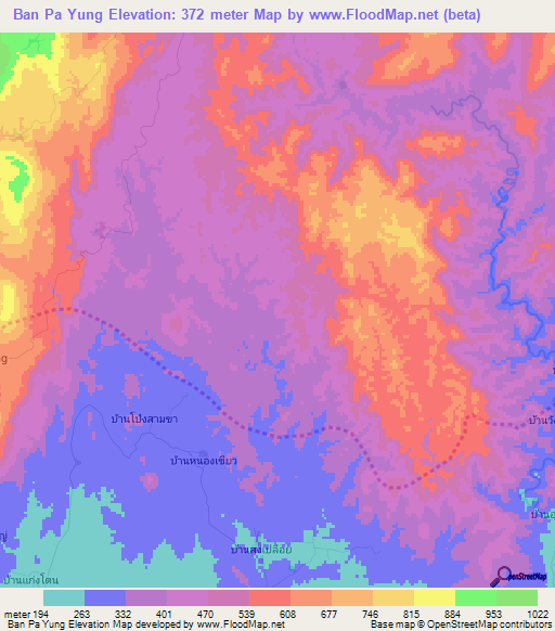 Ban Pa Yung,Thailand Elevation Map