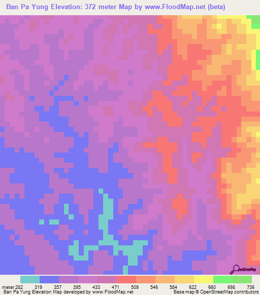 Ban Pa Yung,Thailand Elevation Map