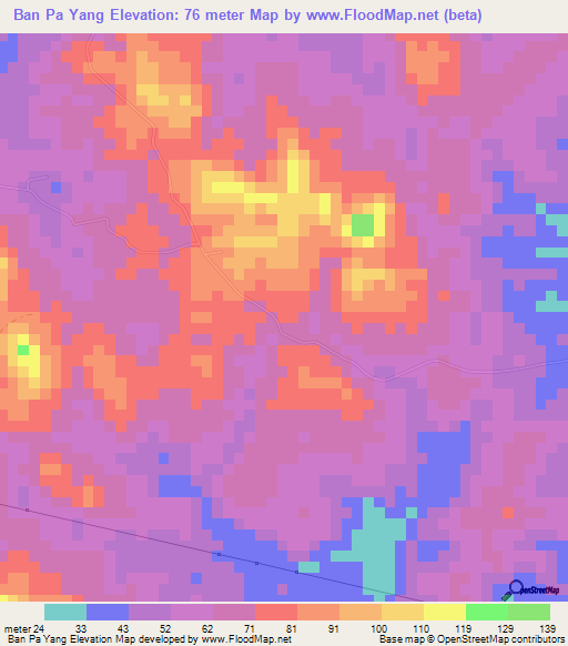 Ban Pa Yang,Thailand Elevation Map