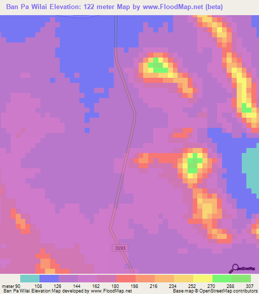 Ban Pa Wilai,Thailand Elevation Map