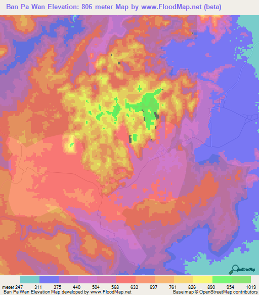 Ban Pa Wan,Thailand Elevation Map