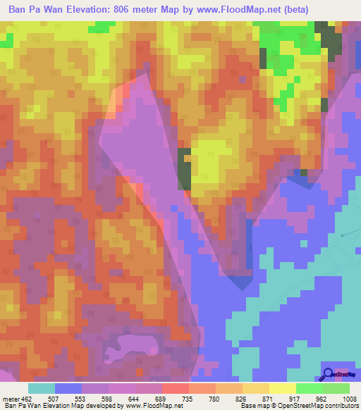 Ban Pa Wan,Thailand Elevation Map