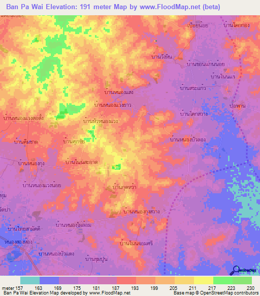 Ban Pa Wai,Thailand Elevation Map