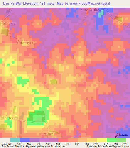 Ban Pa Wai,Thailand Elevation Map