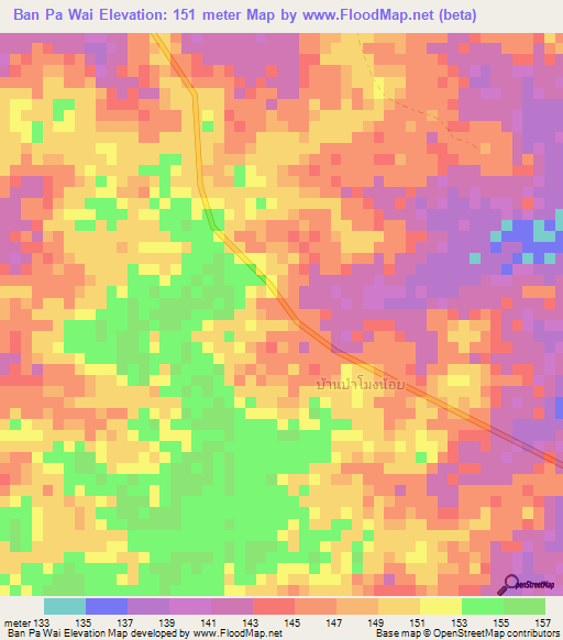 Ban Pa Wai,Thailand Elevation Map