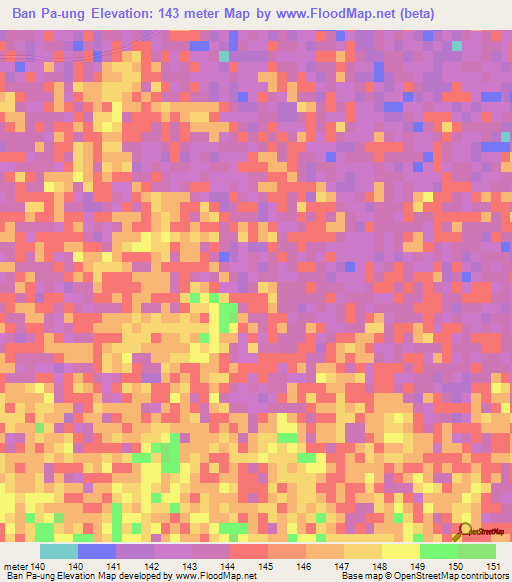 Ban Pa-ung,Thailand Elevation Map