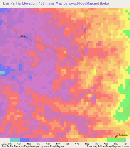 Ban Pa Tia,Thailand Elevation Map