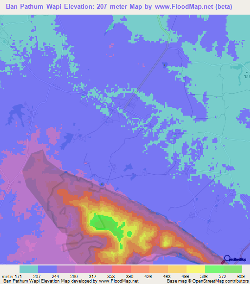 Ban Pathum Wapi,Thailand Elevation Map
