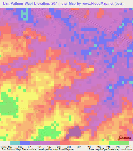 Ban Pathum Wapi,Thailand Elevation Map