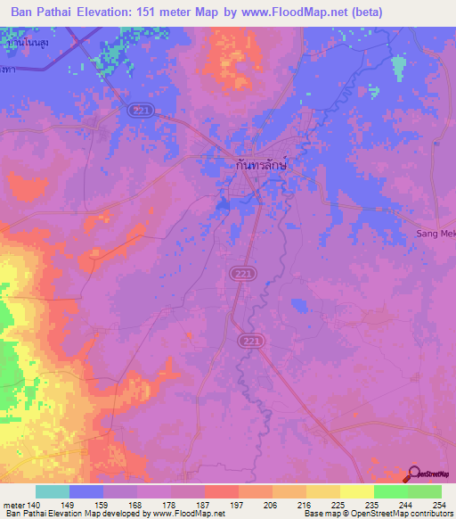 Ban Pathai,Thailand Elevation Map