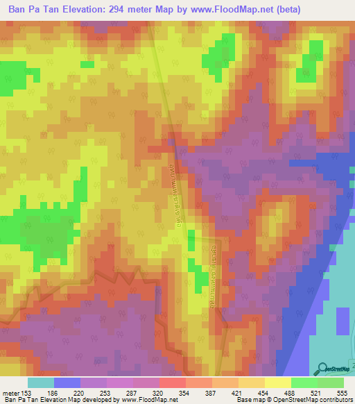 Ban Pa Tan,Thailand Elevation Map