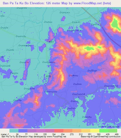 Ban Pa Ta Ku Bo,Thailand Elevation Map