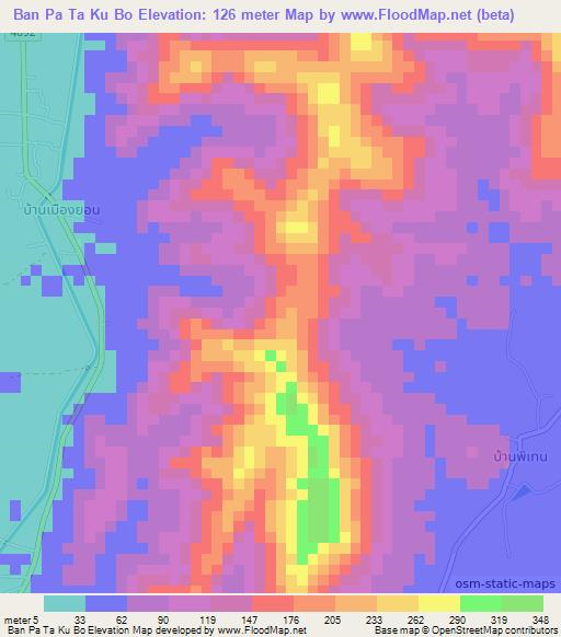 Ban Pa Ta Ku Bo,Thailand Elevation Map