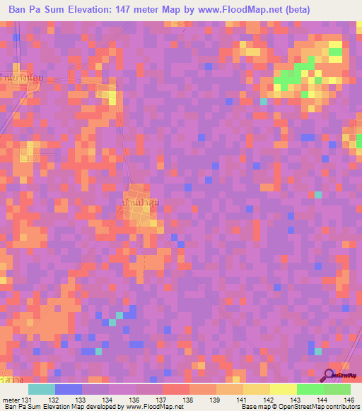 Ban Pa Sum,Thailand Elevation Map