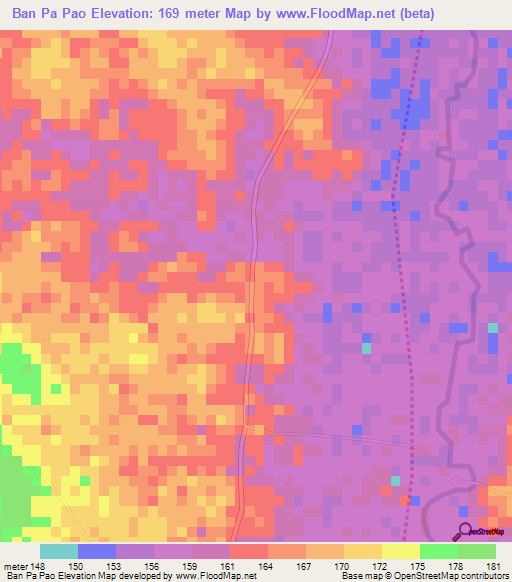 Ban Pa Pao,Thailand Elevation Map