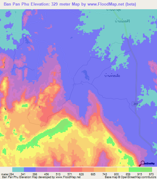 Ban Pan Phu,Thailand Elevation Map