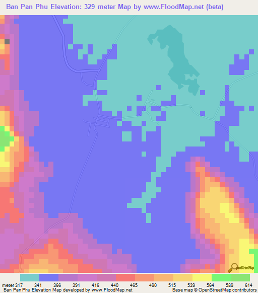 Ban Pan Phu,Thailand Elevation Map