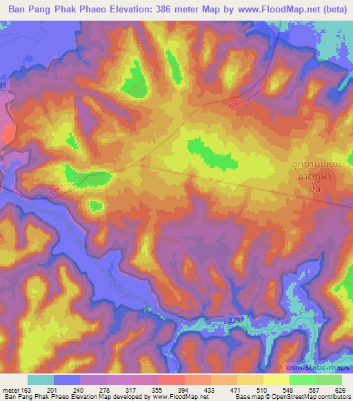 Ban Pang Phak Phaeo,Thailand Elevation Map
