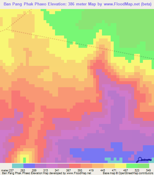 Ban Pang Phak Phaeo,Thailand Elevation Map
