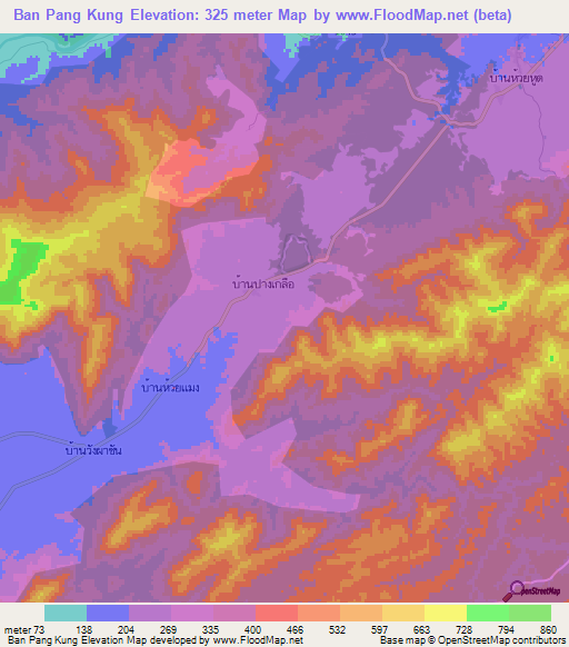 Ban Pang Kung,Thailand Elevation Map