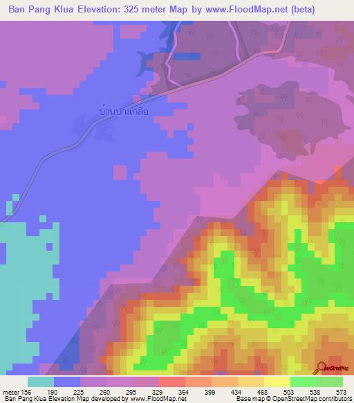 Ban Pang Klua,Thailand Elevation Map