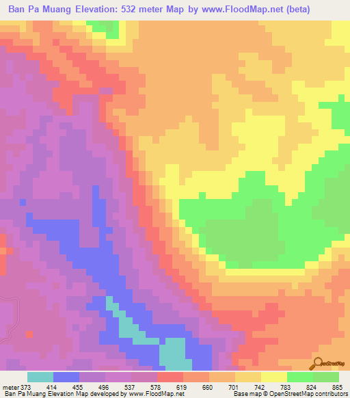 Ban Pa Muang,Thailand Elevation Map