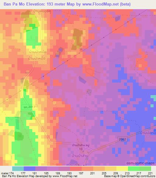 Ban Pa Mo,Thailand Elevation Map