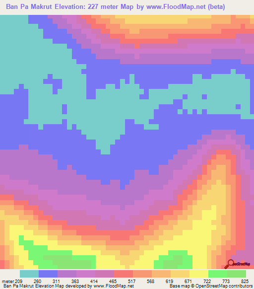 Ban Pa Makrut,Thailand Elevation Map