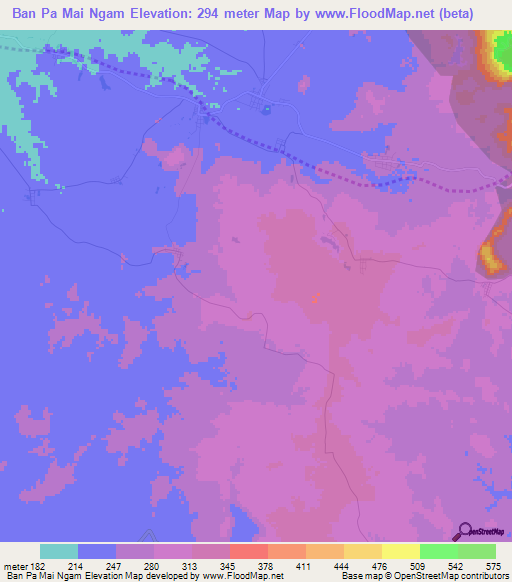 Ban Pa Mai Ngam,Thailand Elevation Map