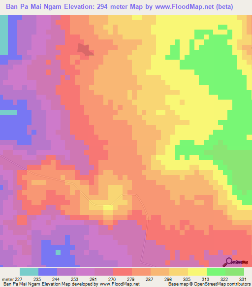 Ban Pa Mai Ngam,Thailand Elevation Map
