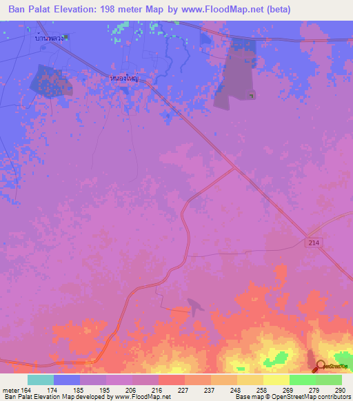 Ban Palat,Thailand Elevation Map