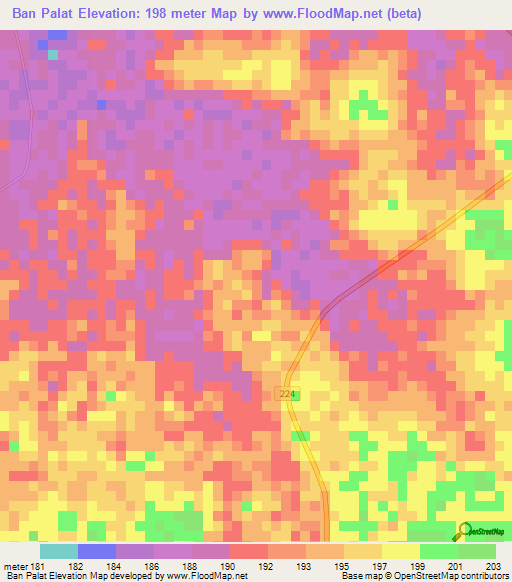 Ban Palat,Thailand Elevation Map
